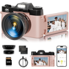 4K 75MP Digital Camera for Photography, WiFi Vlogging Camera for YouTube with 3" 180° Flip Screen, 16X Zoom, 64GB SD Card, 2 Batteries