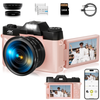 4K 75MP Digital Camera for Photography, WiFi Vlogging Camera for YouTube with 3" 180° Flip Screen, 16X Zoom, 64GB SD Card, 2 Batteries
