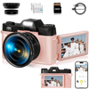 4K 75MP Digital Camera for Photography, WiFi Vlogging Camera for YouTube with 3" 180° Flip Screen, 16X Zoom, 64GB SD Card, 2 Batteries