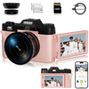 4K 75MP Digital Camera for Photography, WiFi Vlogging Camera for YouTube with 3" 180° Flip Screen, 16X Zoom, 64GB SD Card, 2 Batteries