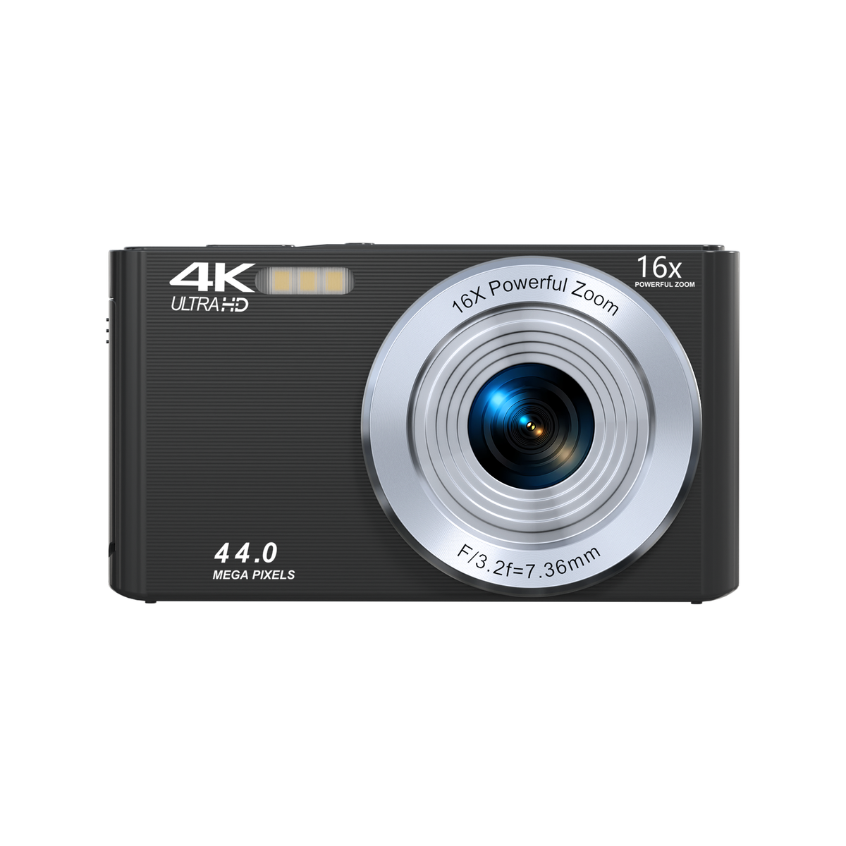 SMARTKLIK DC06 Black digital camera - front [asset:dc06-black-front]