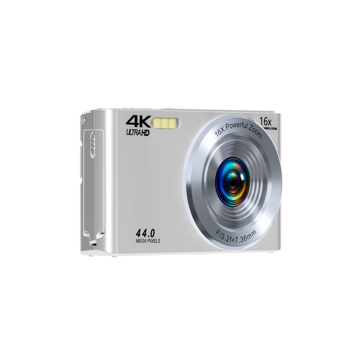 SMARTKLIK DC06 Silver digital camera - left side [asset:dc06-silver-left-side]
