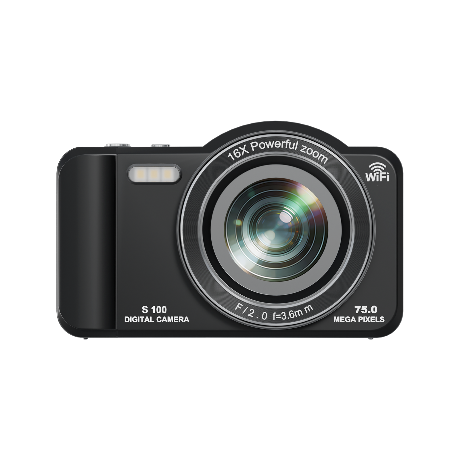 SMARTKLIK DC100 Black digital camera - front [asset:dc100-black-front]