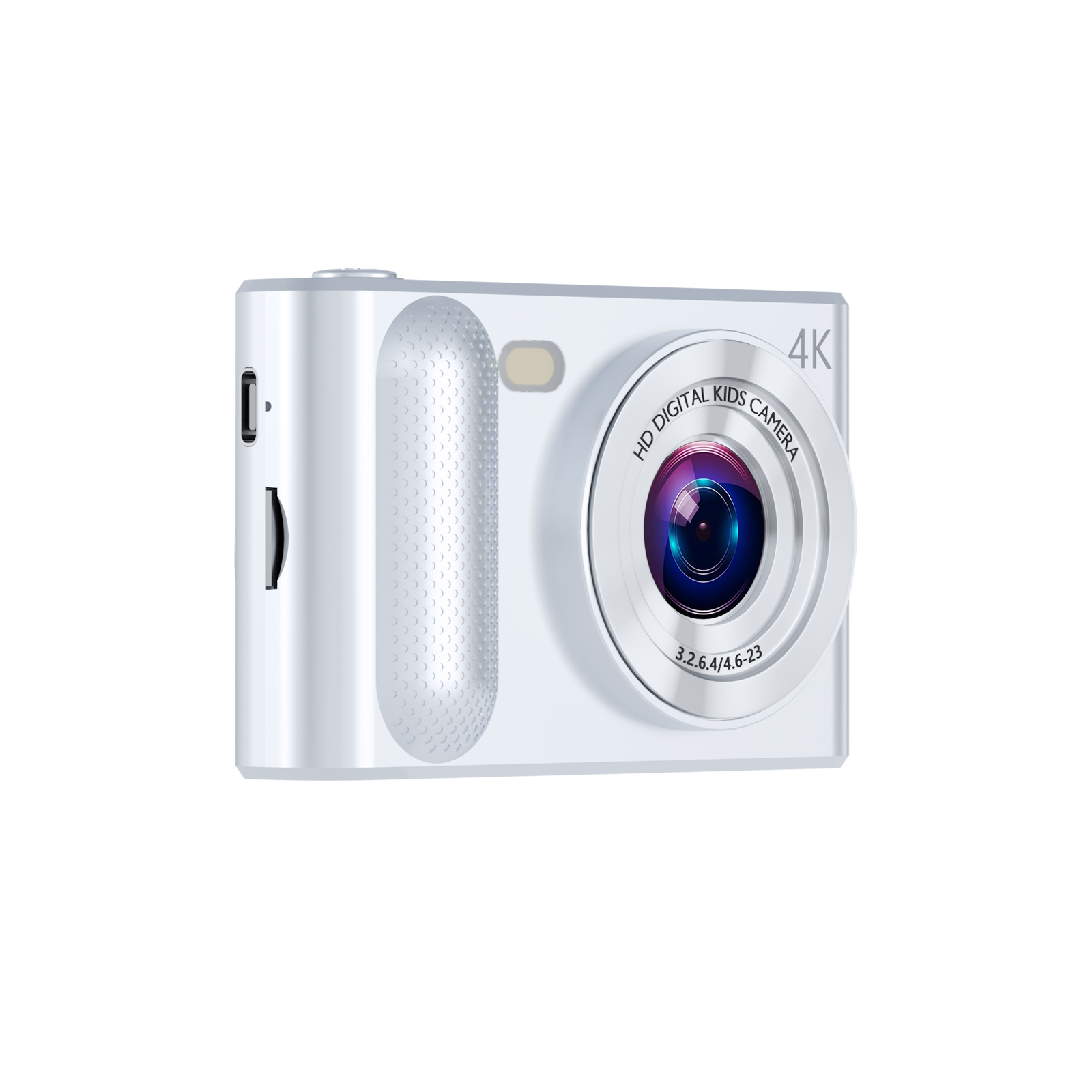 SMARTKLIK DC12 Silver digital camera - left side [asset:dc12-silver-left-side]