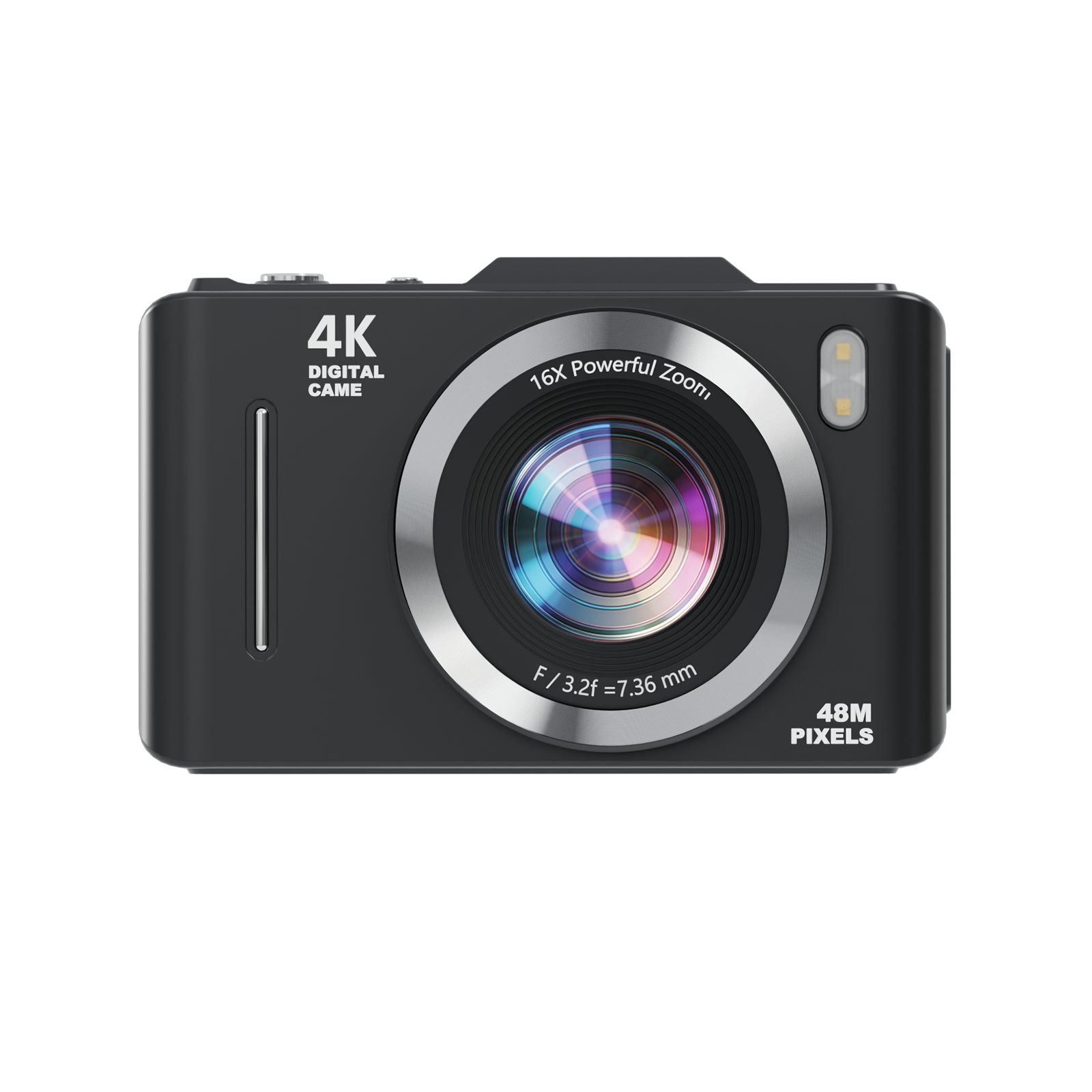 SMARTKLIK DC16 Black digital camera - front [asset:dc16-black-front]