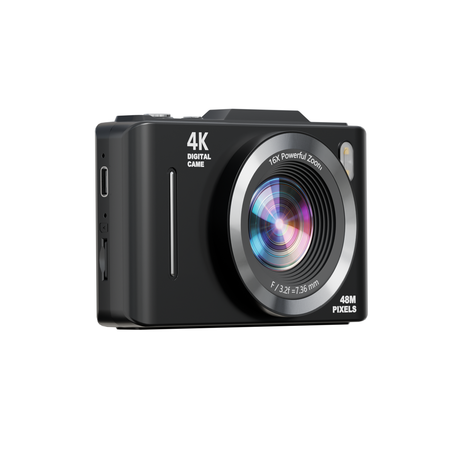 SMARTKLIK DC16 Black digital camera - left side [asset:dc16-black-left-side]