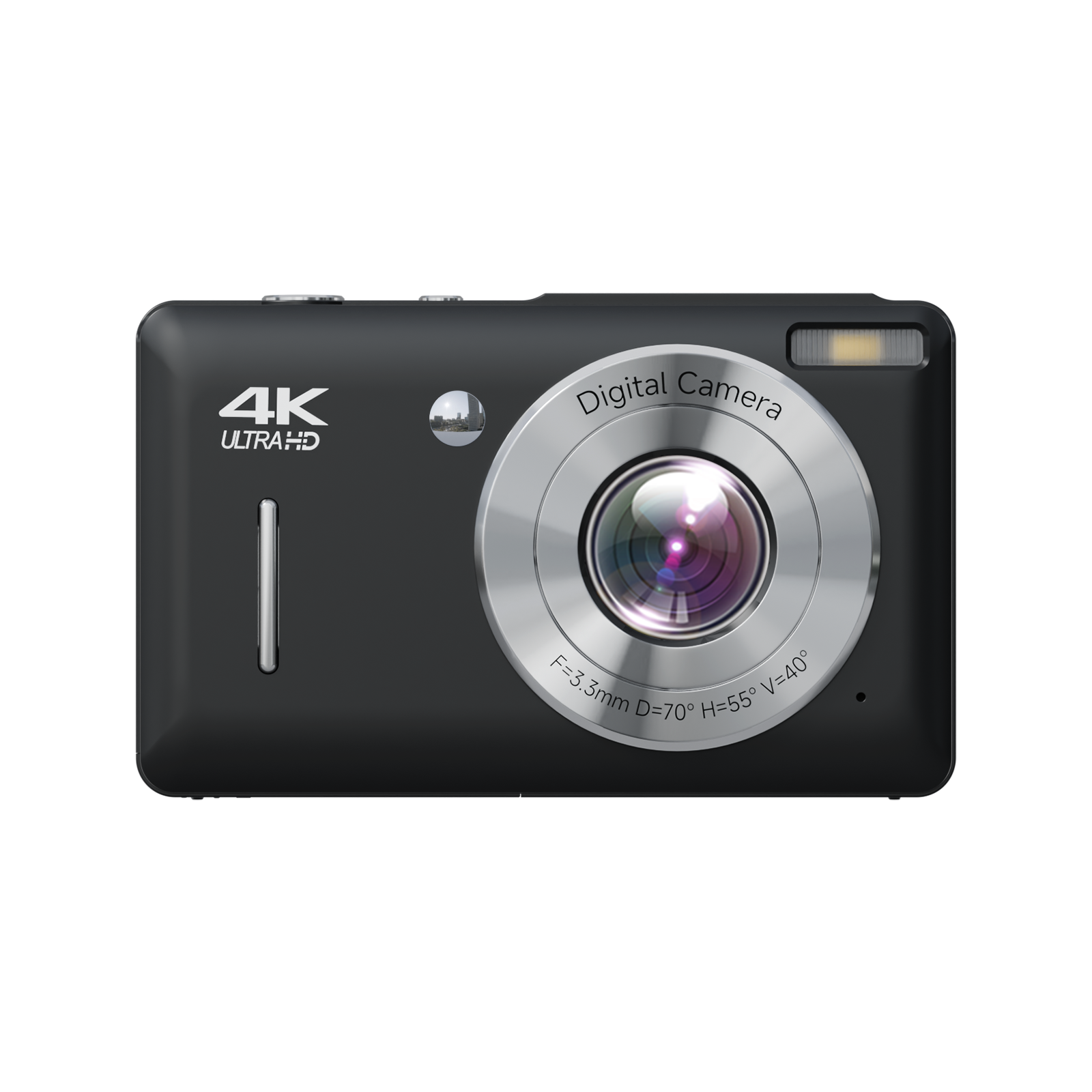 SMARTKLIK DC228 Black digital camera - front [asset:dc228-black-front]