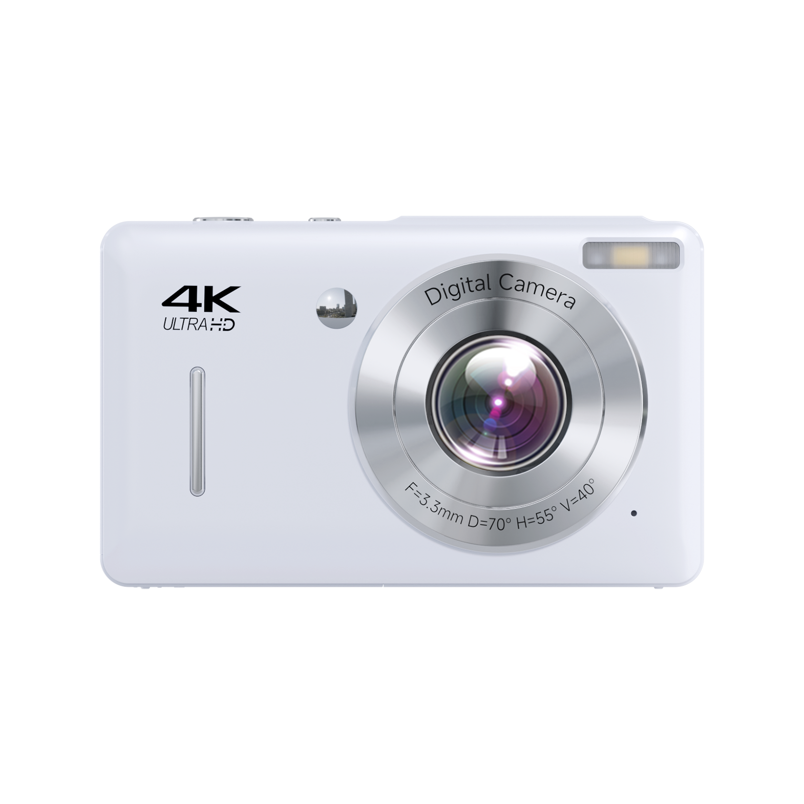 SMARTKLIK DC228 White digital camera - front [asset:dc228-white-front]