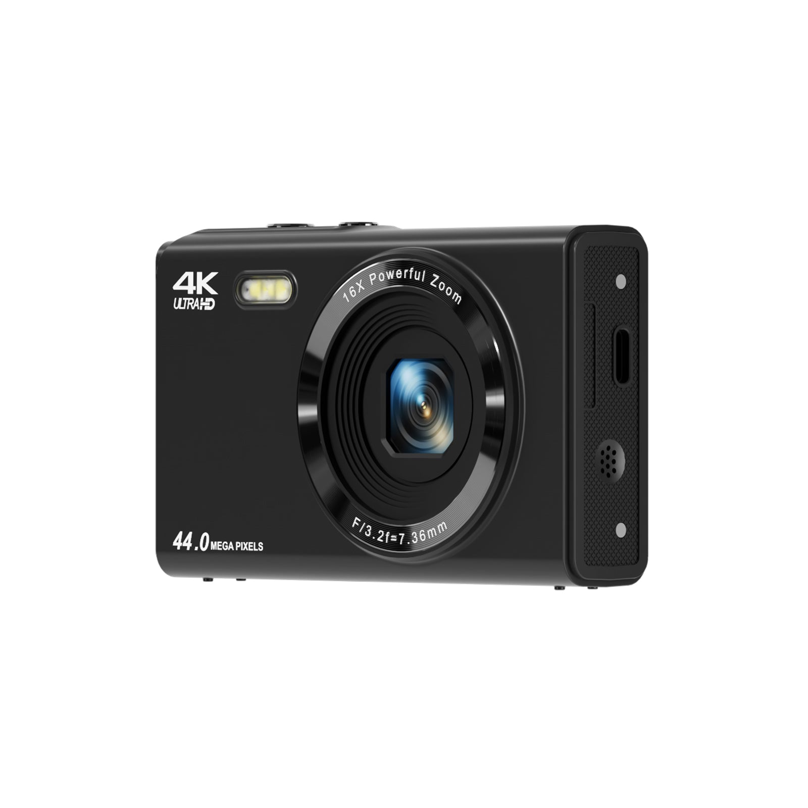 SMARTKLIK KP03 Black digital camera - right side [asset:kp03-black-right-side]